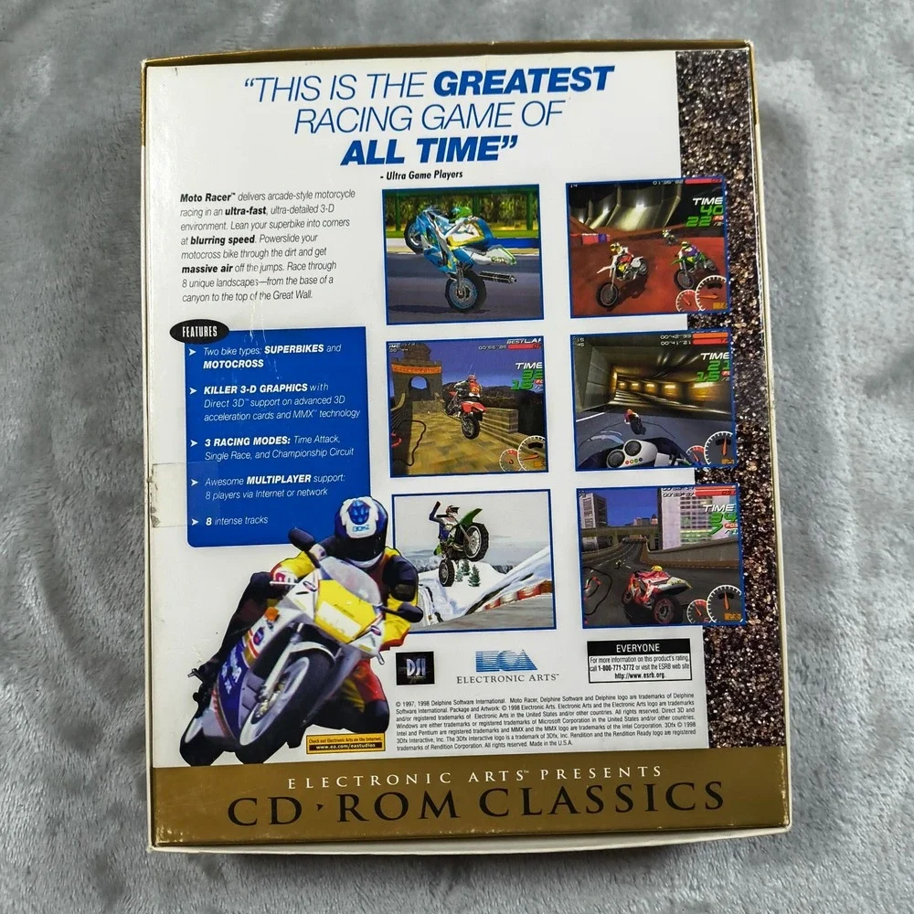 Vintage Moto Racer Video Game Box Set 1997 CD ROM Classics PC Windows 95 Rare